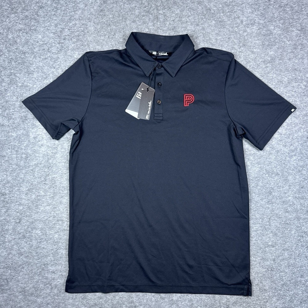 Travis Mathew Polo Shirt Mens Large Philly Black Golf Performance Short Sleeve P